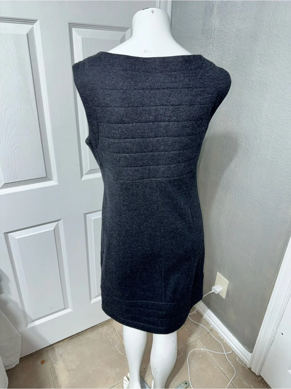 Tory Burch Reign Charcoal Gray Sleeveless Sheath Dress